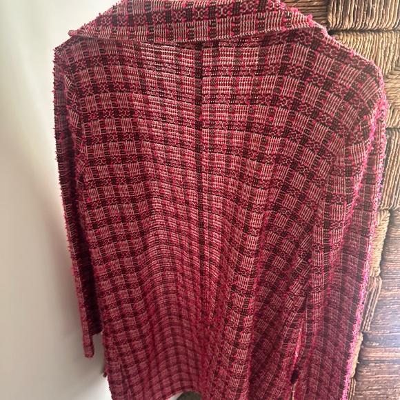 MELLODAY Pink Plaid Open-Front Knit Cardigan - Picture 4 of 4